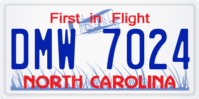 NC license plate DMW7024