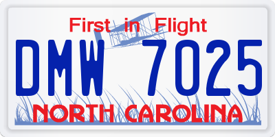 NC license plate DMW7025
