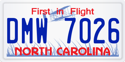 NC license plate DMW7026