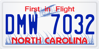 NC license plate DMW7032