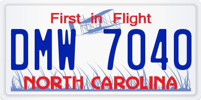 NC license plate DMW7040