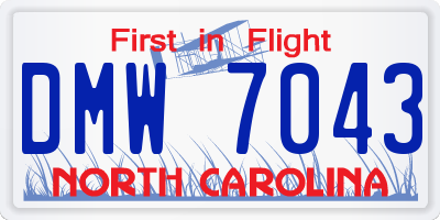 NC license plate DMW7043