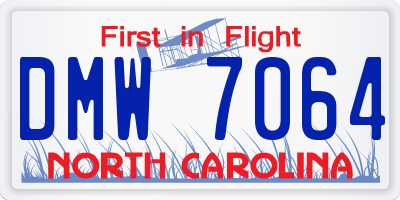 NC license plate DMW7064