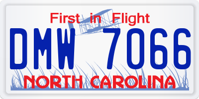 NC license plate DMW7066