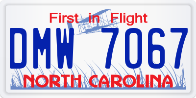 NC license plate DMW7067