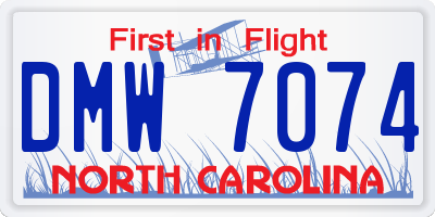 NC license plate DMW7074