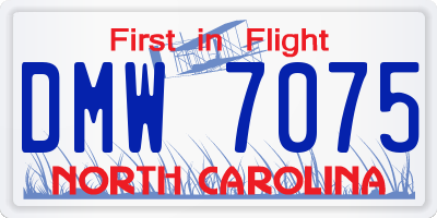 NC license plate DMW7075