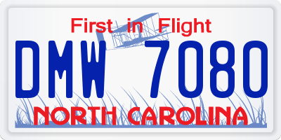 NC license plate DMW7080