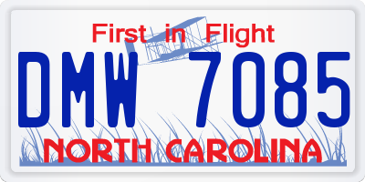 NC license plate DMW7085