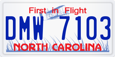 NC license plate DMW7103