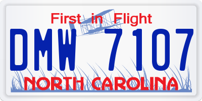 NC license plate DMW7107