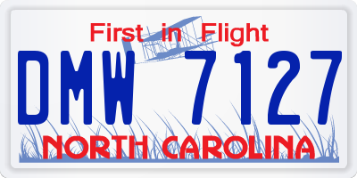 NC license plate DMW7127