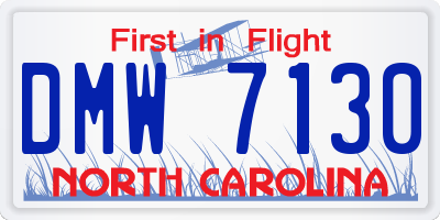 NC license plate DMW7130
