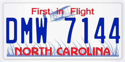 NC license plate DMW7144