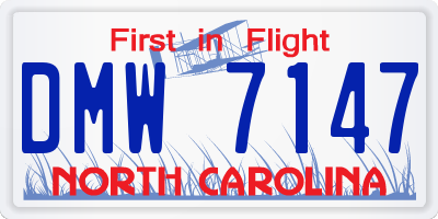 NC license plate DMW7147