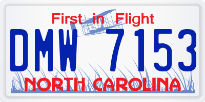 NC license plate DMW7153