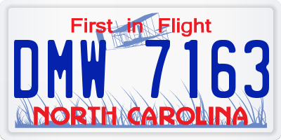 NC license plate DMW7163