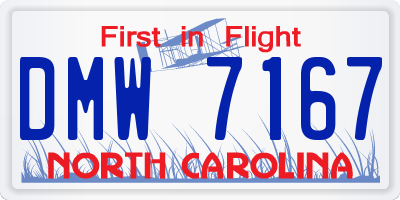 NC license plate DMW7167