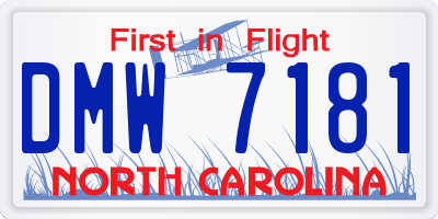 NC license plate DMW7181