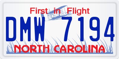 NC license plate DMW7194