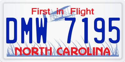 NC license plate DMW7195