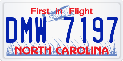 NC license plate DMW7197