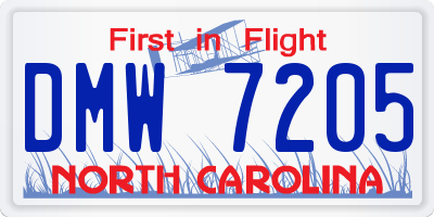 NC license plate DMW7205