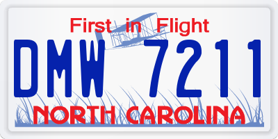 NC license plate DMW7211