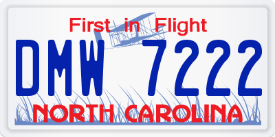 NC license plate DMW7222