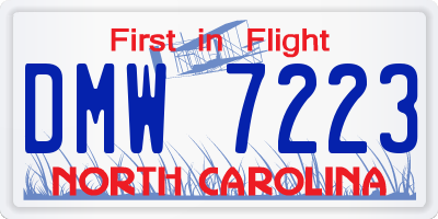 NC license plate DMW7223