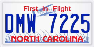 NC license plate DMW7225