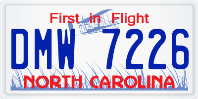 NC license plate DMW7226