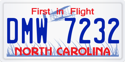 NC license plate DMW7232