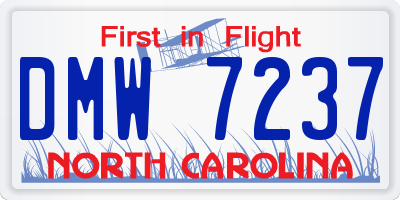 NC license plate DMW7237