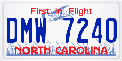 NC license plate DMW7240