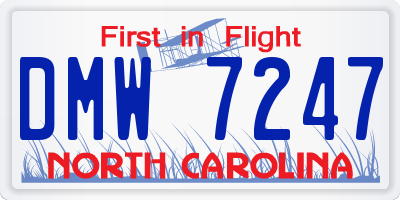 NC license plate DMW7247
