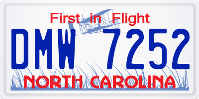 NC license plate DMW7252