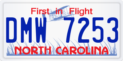 NC license plate DMW7253