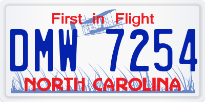 NC license plate DMW7254