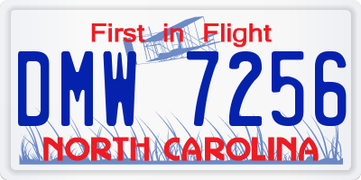 NC license plate DMW7256