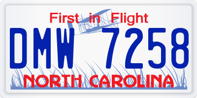 NC license plate DMW7258