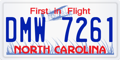 NC license plate DMW7261