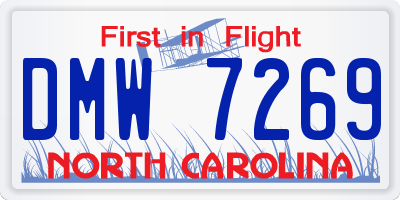 NC license plate DMW7269