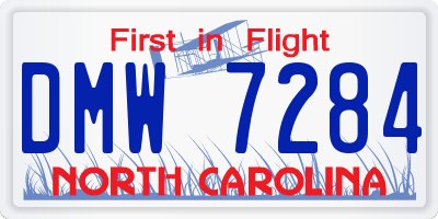 NC license plate DMW7284