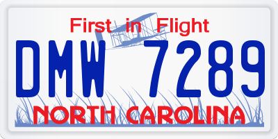 NC license plate DMW7289