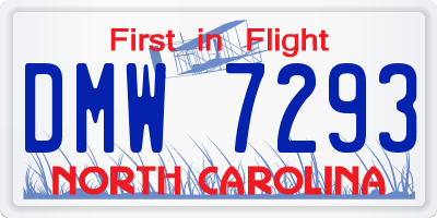 NC license plate DMW7293