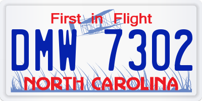 NC license plate DMW7302