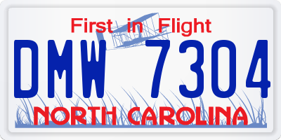 NC license plate DMW7304