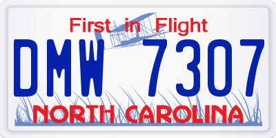 NC license plate DMW7307