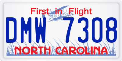 NC license plate DMW7308